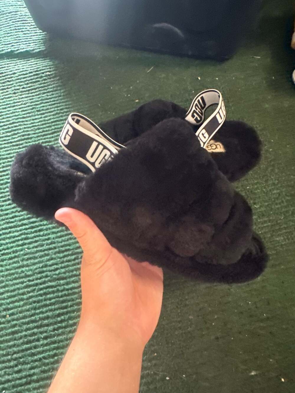 UGG Fluff Yeah Slide Slippers Black Size 7 Women or 5.5 Youth